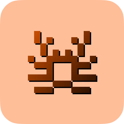 The crab'd logo, a pixel-art crab